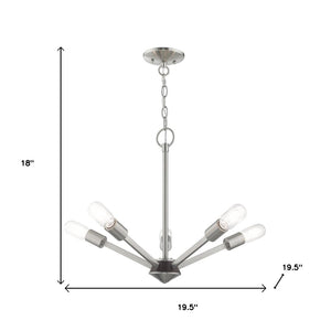 HomeRoots Five Light Dimmable Chandelier - Modern Steel Shades for Dining Rooms, Living Areas & Versatile Style 687681