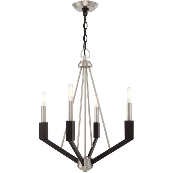 HomeRoots Four Light Dimmable Chandelier with Sleek Cylinder Shades - Modern Fixture for Versatile Spaces 687683