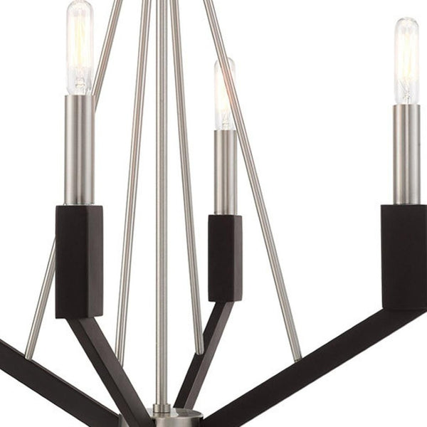 HomeRoots Four Light Dimmable Chandelier with Sleek Cylinder Shades - Modern Fixture for Versatile Spaces 687683