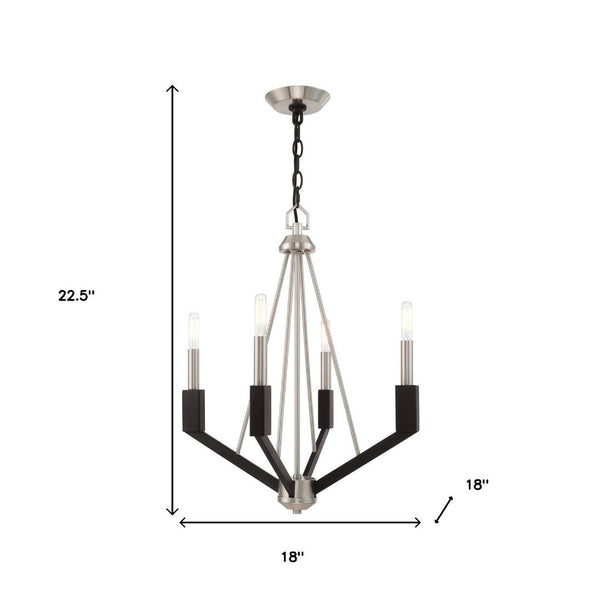 HomeRoots Four Light Dimmable Chandelier with Sleek Cylinder Shades - Modern Fixture for Versatile Spaces 687683