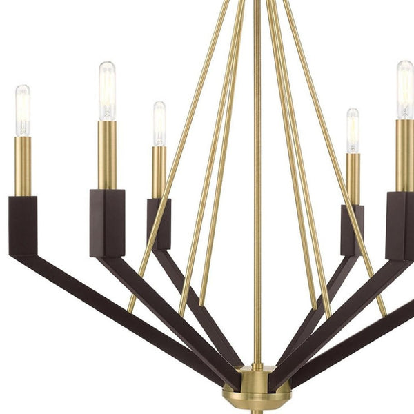 HomeRoots Six Light Dimmable Chandelier - Modern Elegance with Cylindrical Shades for Versatile Illumination 687684