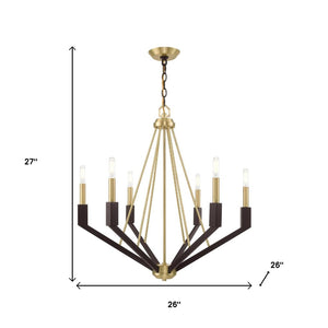 HomeRoots Six Light Dimmable Chandelier - Modern Elegance with Cylindrical Shades for Versatile Illumination 687684