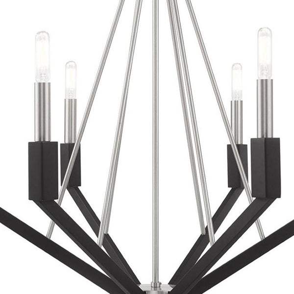 HomeRoots Six Light Dimmable Chandelier - Modern Cylindrical Shades for Elegant Ambiance & Versatile Style 687685