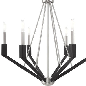 HomeRoots Six Light Dimmable Chandelier - Modern Cylindrical Shades for Elegant Ambiance & Versatile Style 687685
