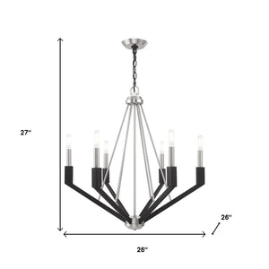 HomeRoots Six Light Dimmable Chandelier - Modern Cylindrical Shades for Elegant Ambiance & Versatile Style 687685