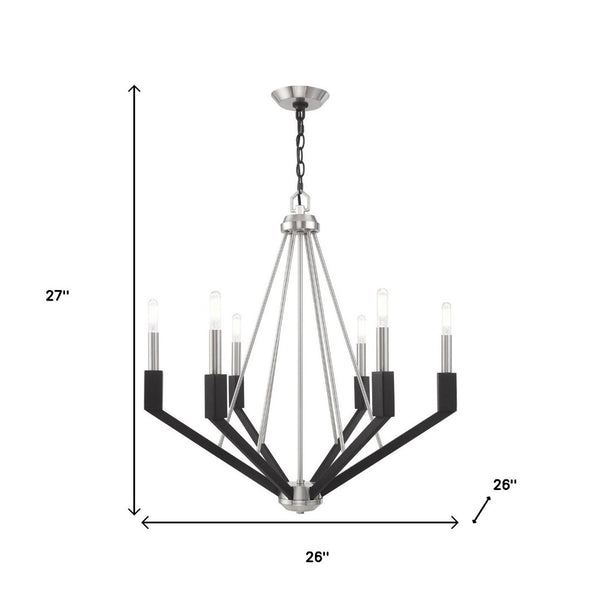 HomeRoots Six Light Dimmable Chandelier - Modern Cylindrical Shades for Elegant Ambiance & Versatile Style 687685