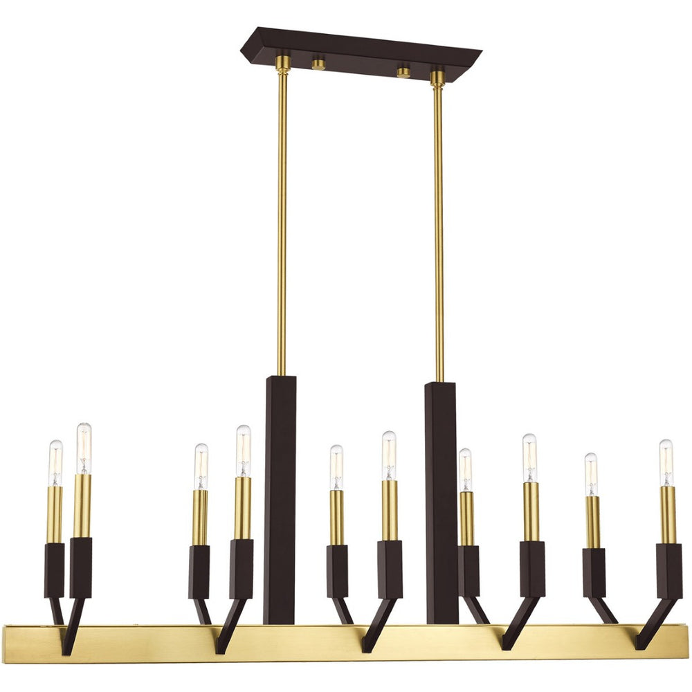 HomeRoots Ten Light Dimmable Chandelier - Modern Cylindrical Design with Steel Shades for Elegant Spaces 687686