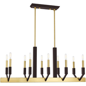HomeRoots Ten Light Dimmable Chandelier - Modern Cylindrical Design with Steel Shades for Elegant Spaces 687686