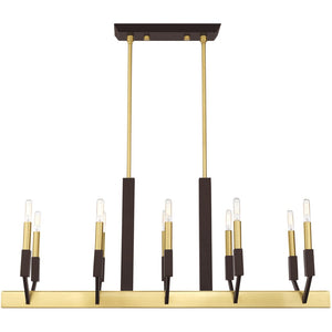 HomeRoots Ten Light Dimmable Chandelier - Modern Cylindrical Design with Steel Shades for Elegant Spaces 687686
