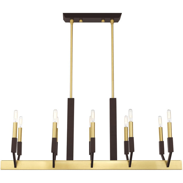 HomeRoots Ten Light Dimmable Chandelier - Modern Cylindrical Design with Steel Shades for Elegant Spaces 687686