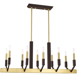 HomeRoots Ten Light Dimmable Chandelier - Modern Cylindrical Design with Steel Shades for Elegant Spaces 687686
