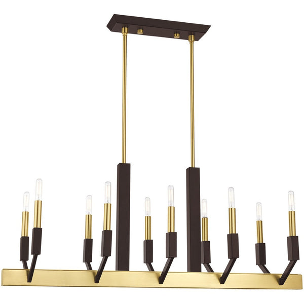 HomeRoots Ten Light Dimmable Chandelier - Modern Cylindrical Design with Steel Shades for Elegant Spaces 687686