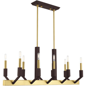 HomeRoots Ten Light Dimmable Chandelier - Modern Cylindrical Design with Steel Shades for Elegant Spaces 687686
