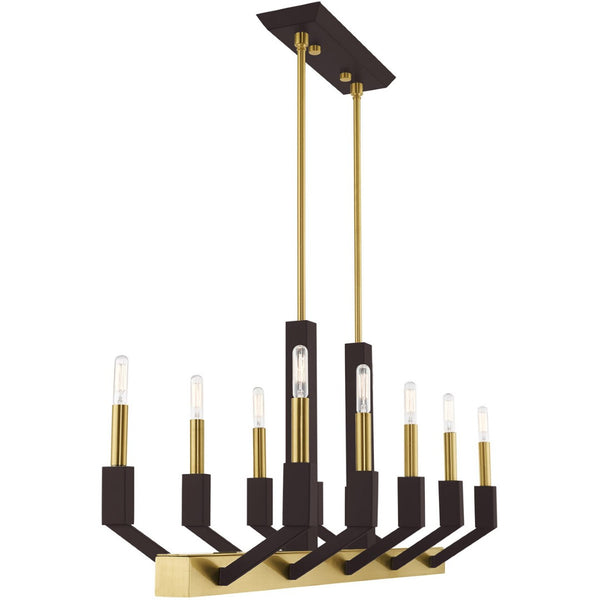 HomeRoots Ten Light Dimmable Chandelier - Modern Cylindrical Design with Steel Shades for Elegant Spaces 687686