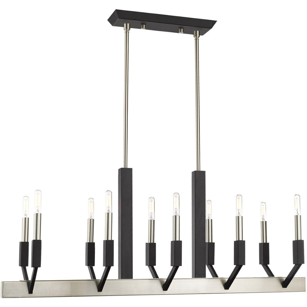 HomeRoots Ten Light Dimmable Chandelier with Cylinder Shades - Modern Steel Design for Versatile Interiors 687687