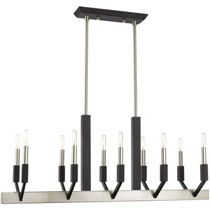 HomeRoots Ten Light Dimmable Chandelier with Cylinder Shades - Modern Steel Design for Versatile Interiors 687687