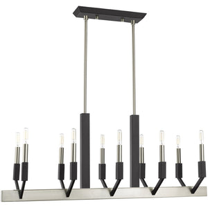 HomeRoots Ten Light Dimmable Chandelier with Cylinder Shades - Modern Steel Design for Versatile Interiors 687687