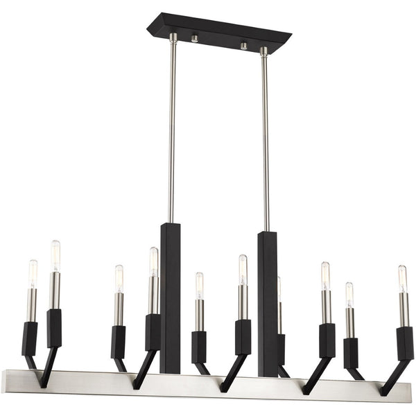 HomeRoots Ten Light Dimmable Chandelier with Cylinder Shades - Modern Steel Design for Versatile Interiors 687687