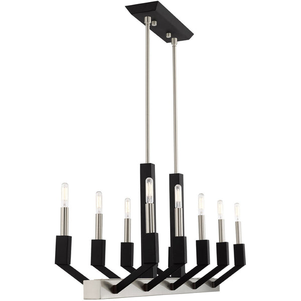 HomeRoots Ten Light Dimmable Chandelier with Cylinder Shades - Modern Steel Design for Versatile Interiors 687687