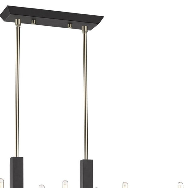 HomeRoots Ten Light Dimmable Chandelier with Cylinder Shades - Modern Steel Design for Versatile Interiors 687687