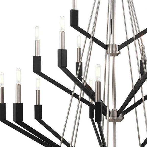 HomeRoots Multi Light Dimmable Chandelier with Sleek Cylindrical Shades for Modern Home Elegance and Ambiance 687688