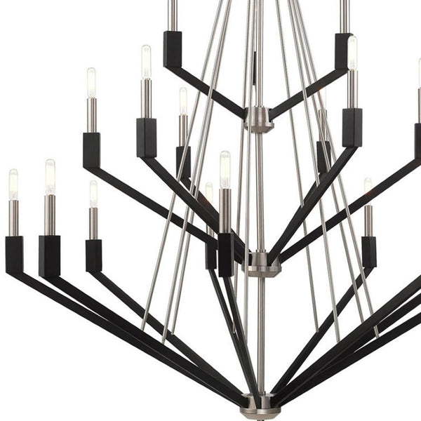 HomeRoots Multi Light Dimmable Chandelier with Sleek Cylindrical Shades for Modern Home Elegance and Ambiance 687688