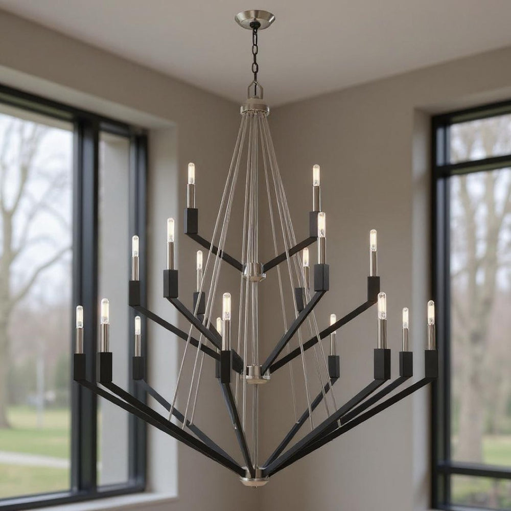 HomeRoots Multi Light Dimmable Chandelier with Sleek Cylindrical Shades for Modern Home Elegance and Ambiance 687688