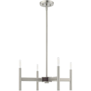 HomeRoots Four Light Dimmable Chandelier - Modern Cylinder Design for Elegant Illumination in Any Space 687690
