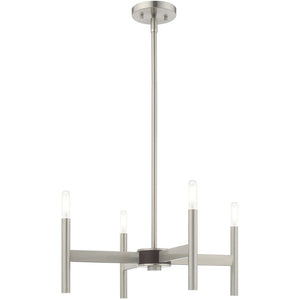 HomeRoots Four Light Dimmable Chandelier - Modern Cylinder Design for Elegant Illumination in Any Space 687690