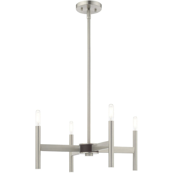 HomeRoots Four Light Dimmable Chandelier - Modern Cylinder Design for Elegant Illumination in Any Space 687690