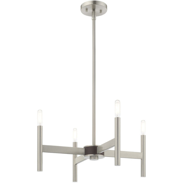 HomeRoots Four Light Dimmable Chandelier - Modern Cylinder Design for Elegant Illumination in Any Space 687690