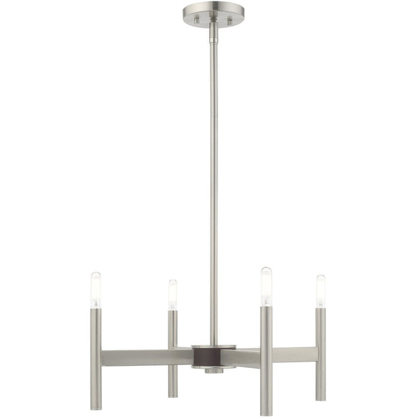 HomeRoots Four Light Dimmable Chandelier - Modern Cylinder Design for Elegant Illumination in Any Space 687690