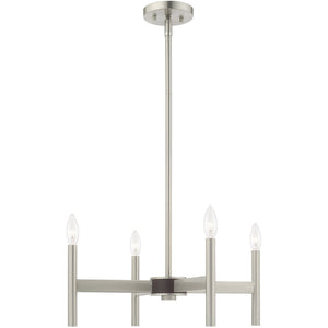 HomeRoots Four Light Dimmable Chandelier - Modern Cylinder Design for Elegant Illumination in Any Space 687690