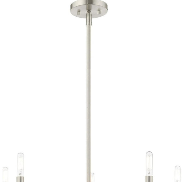 HomeRoots Five Light Dimmable Chandelier with Sleek Cylindrical Shades - Modern Steel Lighting for Any Room 687692