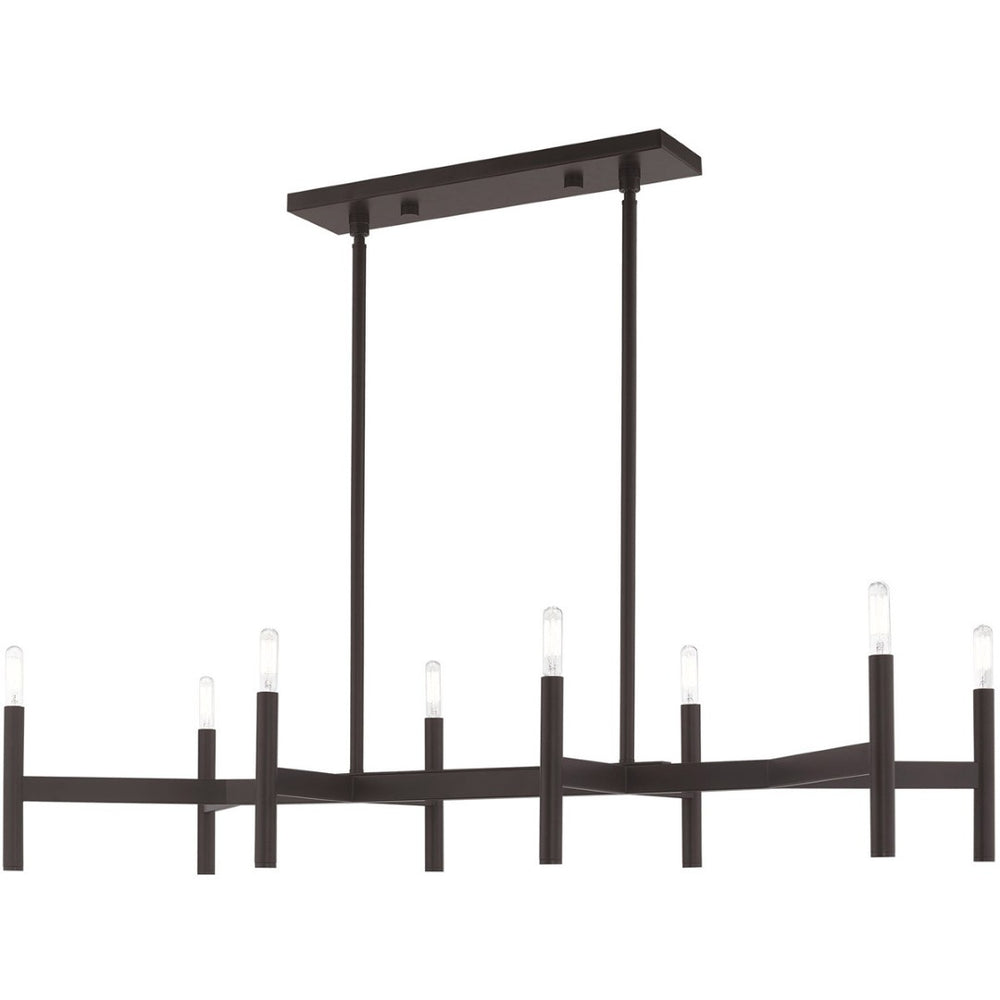 HomeRoots Bronze Eight-Light Dimmable Chandelier - Elegant Modern Design with Cylindrical Shades & Versatility 687693