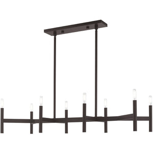 HomeRoots Bronze Eight-Light Dimmable Chandelier - Elegant Modern Design with Cylindrical Shades & Versatility 687693