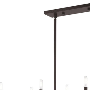 HomeRoots Bronze Eight-Light Dimmable Chandelier - Elegant Modern Design with Cylindrical Shades & Versatility 687693