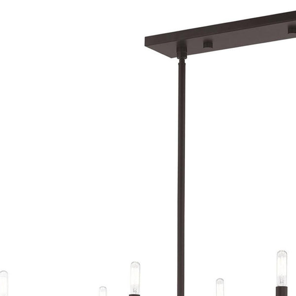 HomeRoots Bronze Eight-Light Dimmable Chandelier - Elegant Modern Design with Cylindrical Shades & Versatility 687693