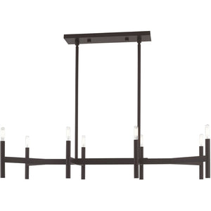 HomeRoots Bronze Eight-Light Dimmable Chandelier - Elegant Modern Design with Cylindrical Shades & Versatility 687693
