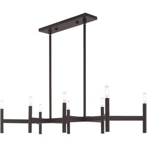 HomeRoots Bronze Eight-Light Dimmable Chandelier - Elegant Modern Design with Cylindrical Shades & Versatility 687693