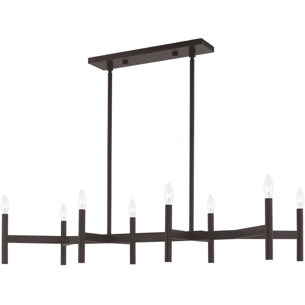 HomeRoots Bronze Eight-Light Dimmable Chandelier - Elegant Modern Design with Cylindrical Shades & Versatility 687693