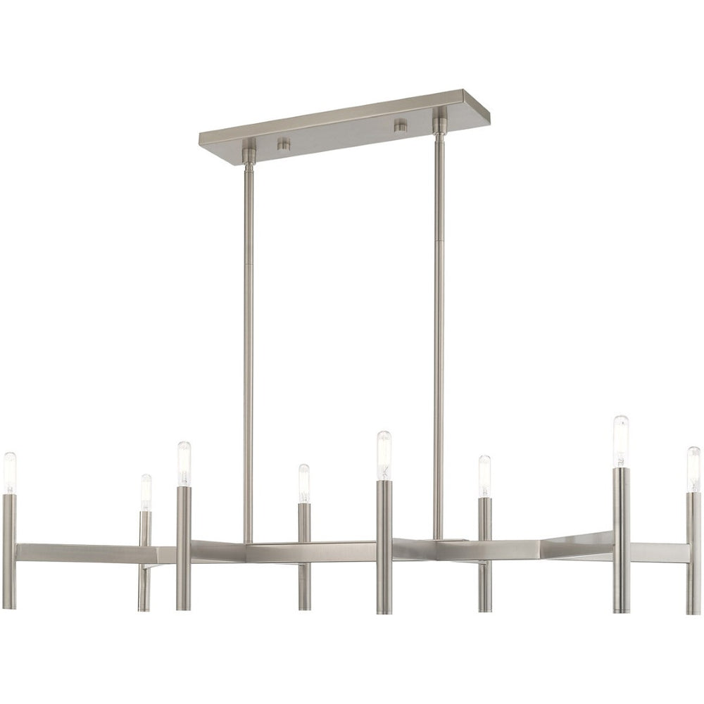 HomeRoots Eight Light Dimmable Chandelier – Modern Cylinder Design with Steel Shades for Elegant Illumination 687694