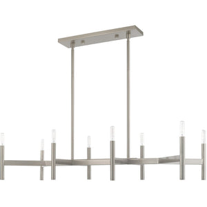 HomeRoots Eight Light Dimmable Chandelier – Modern Cylinder Design with Steel Shades for Elegant Illumination 687694