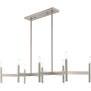 HomeRoots Eight Light Dimmable Chandelier – Modern Cylinder Design with Steel Shades for Elegant Illumination 687694