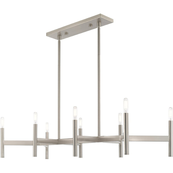 HomeRoots Eight Light Dimmable Chandelier – Modern Cylinder Design with Steel Shades for Elegant Illumination 687694