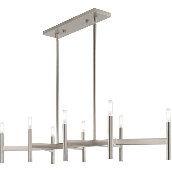 HomeRoots Eight Light Dimmable Chandelier – Modern Cylinder Design with Steel Shades for Elegant Illumination 687694