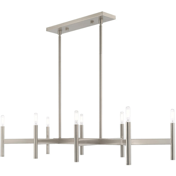 HomeRoots Eight Light Dimmable Chandelier – Modern Cylinder Design with Steel Shades for Elegant Illumination 687694