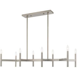 HomeRoots Eight Light Dimmable Chandelier – Modern Cylinder Design with Steel Shades for Elegant Illumination 687694