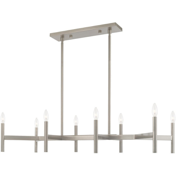 HomeRoots Eight Light Dimmable Chandelier – Modern Cylinder Design with Steel Shades for Elegant Illumination 687694