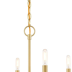 HomeRoots Four Light Dimmable Chandelier - Sleek Cylinder Shades for Modern Ambiance in Any Room Decor 687695
